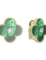 Серьги из лимонного золота c бриллиантами и малахитом