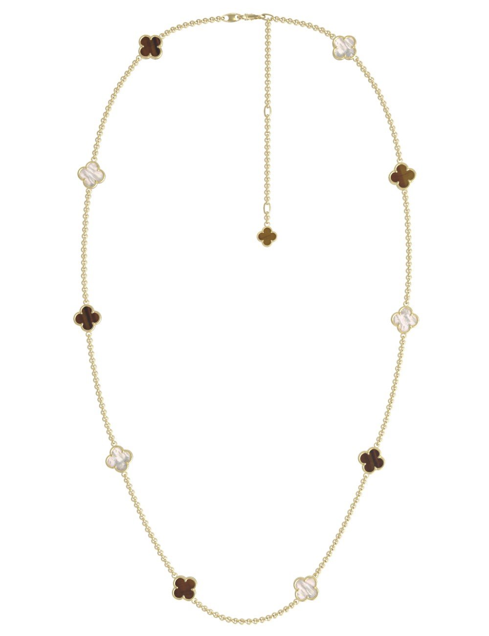 Колье из лимонного золота c тигровым глазом и перламутром