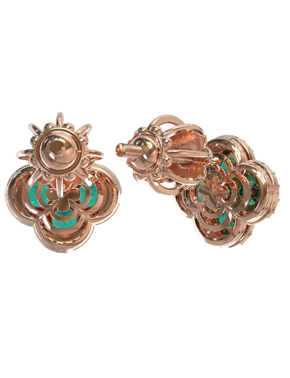 Серьги из золота c бриллиантами и изумрудом