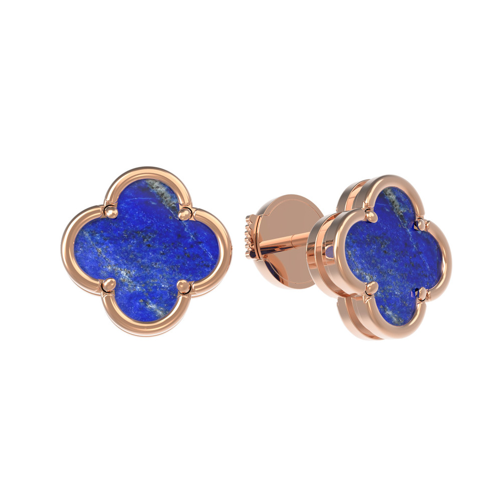 Серьги из красного золота 585 пробы c лазуритом