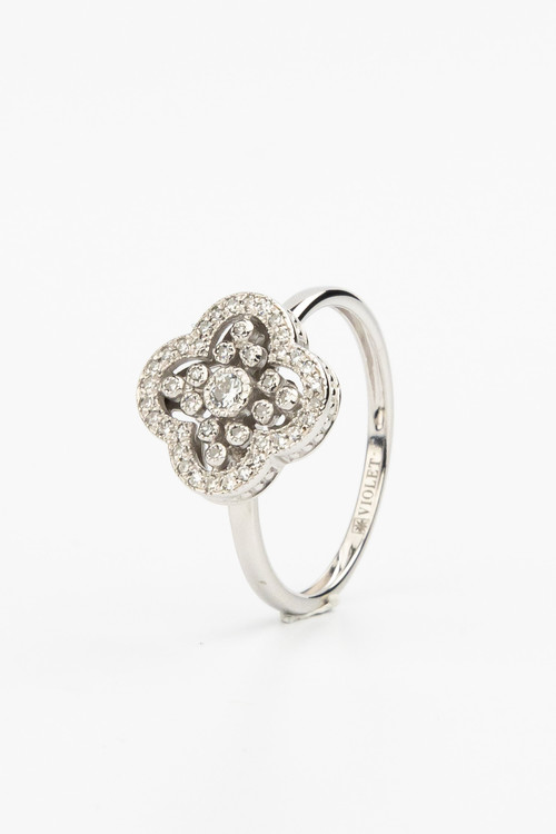 Кольцо из белого золота 585 пробы c бриллиантами