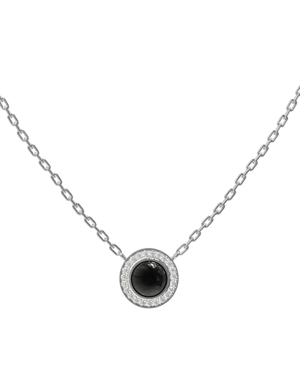 Колье из белого золота c бриллиантами и ониксом
