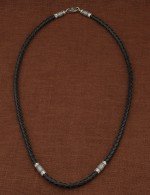 Гайтан из белого золота c кожаным шнурком