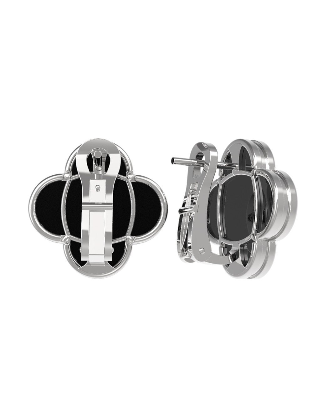 Серьги из белого золота c ониксом