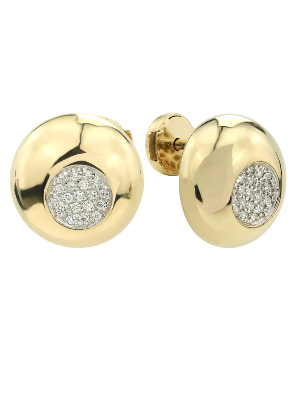 Серьги из лимонного золота 585 пробы c бриллиантами