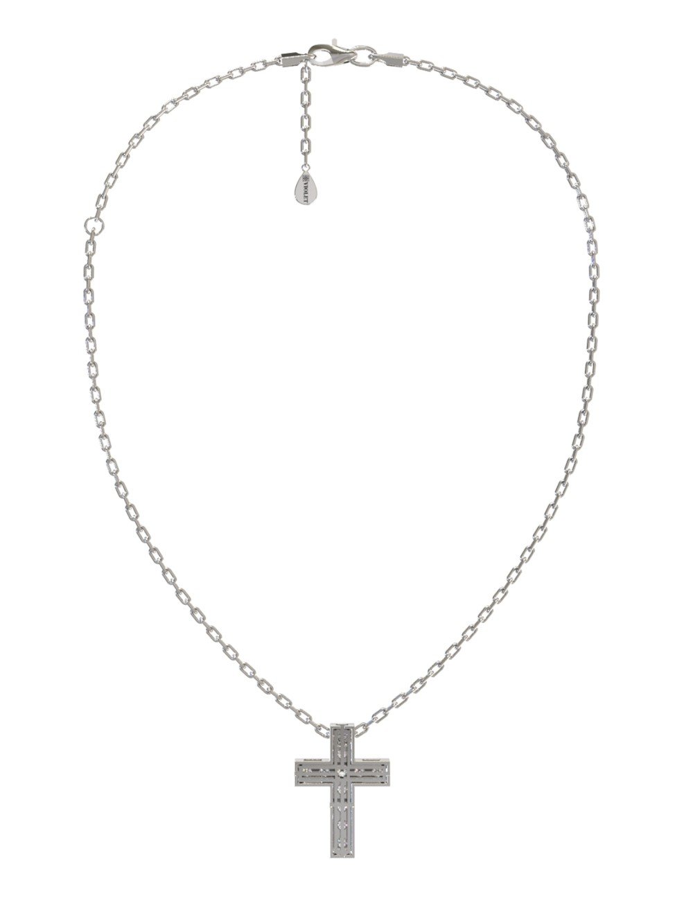 Крест из белого золота c бриллиантами