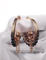 Серьги из золота c эмалью и ониксом