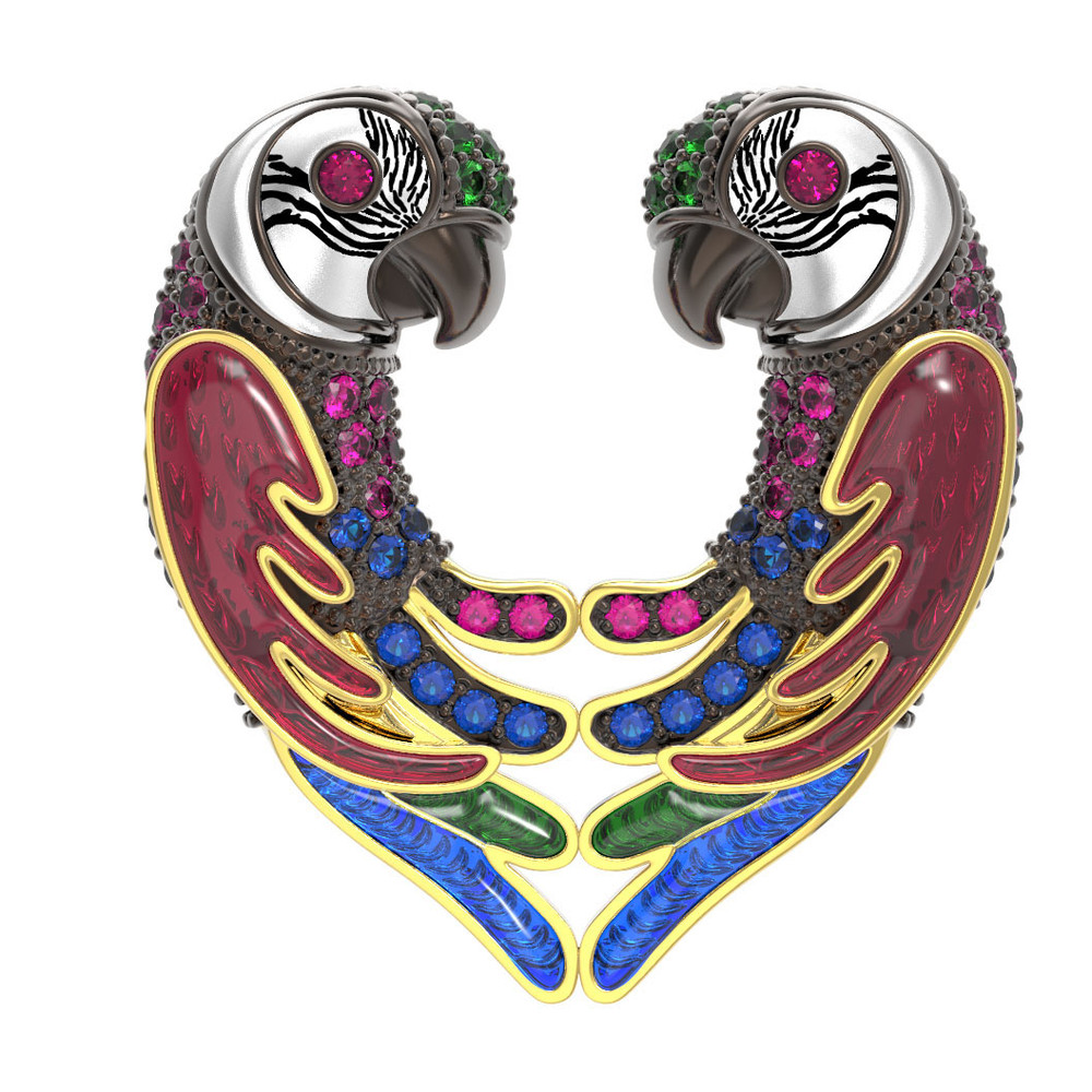 Подвеска из лимонного золота 585 пробы c эмалью и фианитом