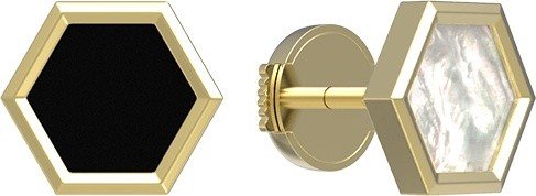 Серьги из лимонного золота c ониксом и перламутром