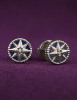 Серьги из белого золота c бриллиантами и лазуритом