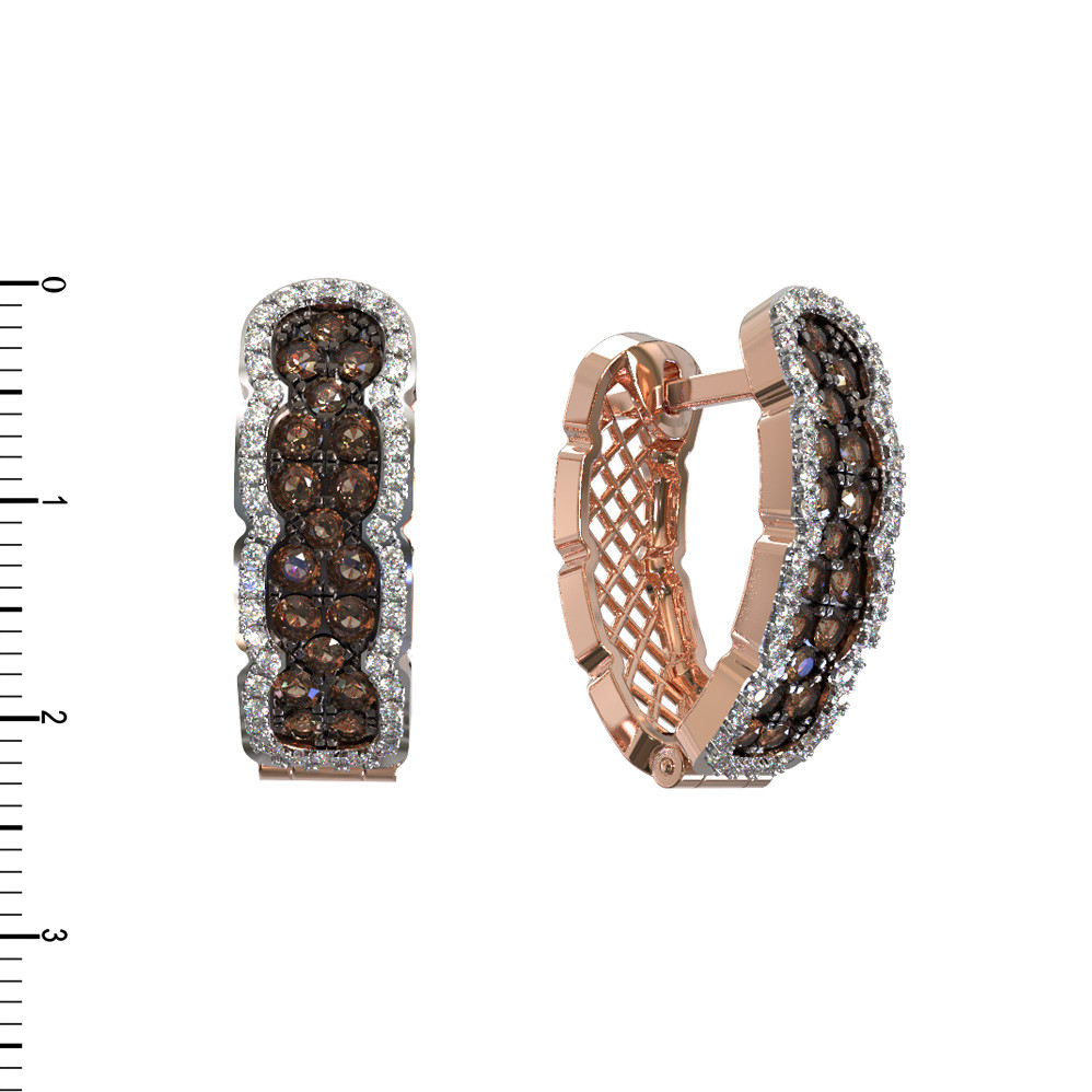 Серьги из красного золота 585 пробы c бриллиантами