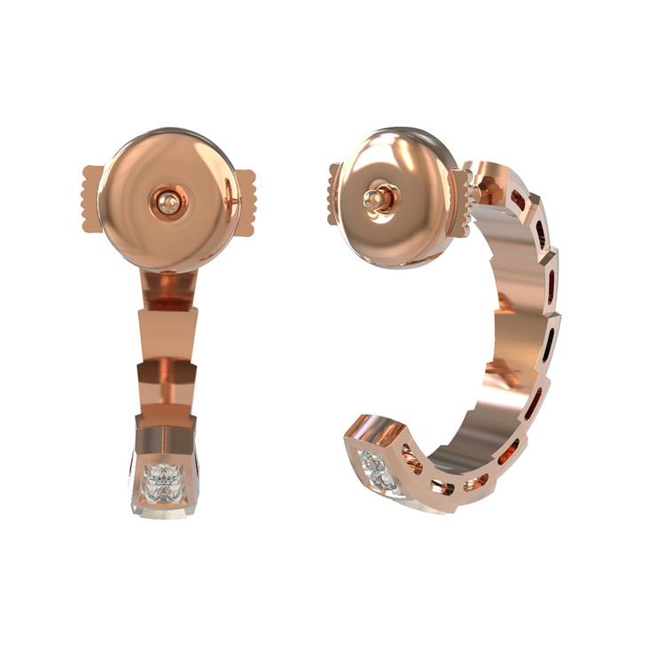 Серьги из красного золота 585 пробы c бриллиантами и перламутром