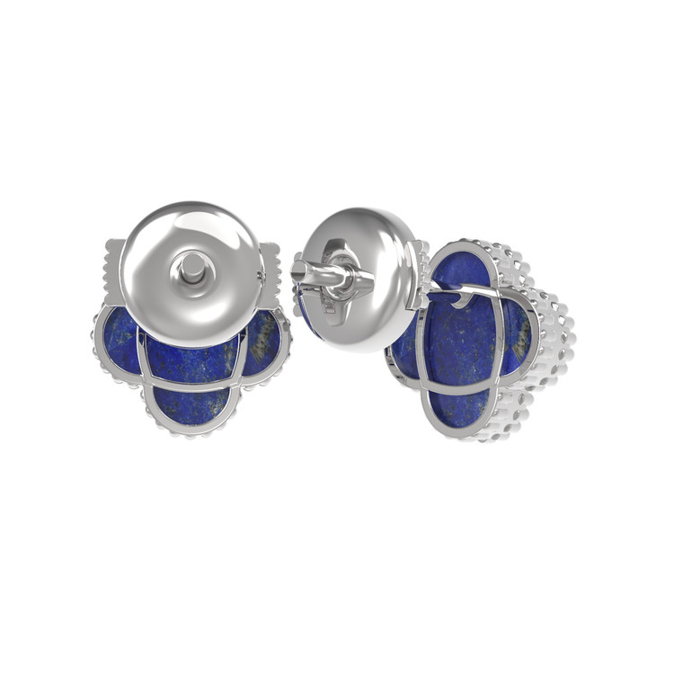 Серьги из белого золота 585 пробы c лазуритом