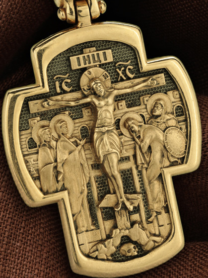 Крест из лимонного золота 585 пробы