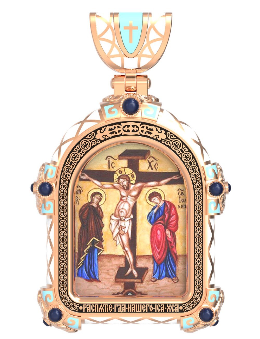 Образок из золота c эмалью и иконописью