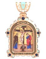 Образок из золота c эмалью и иконописью