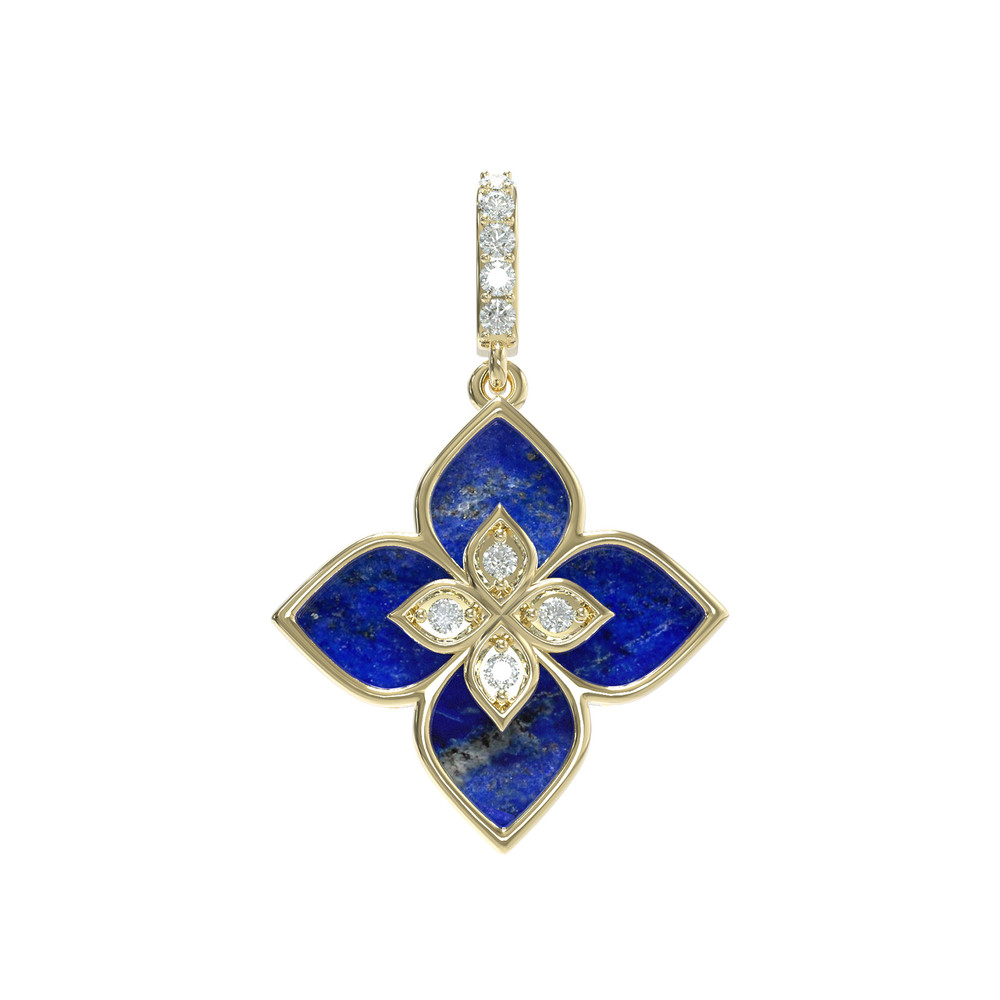 Подвеска из лимонного золота 585 пробы c бриллиантами и лазуритом