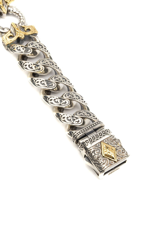 Браслет из серебра 925 пробы и золота 750 пробы c рубином