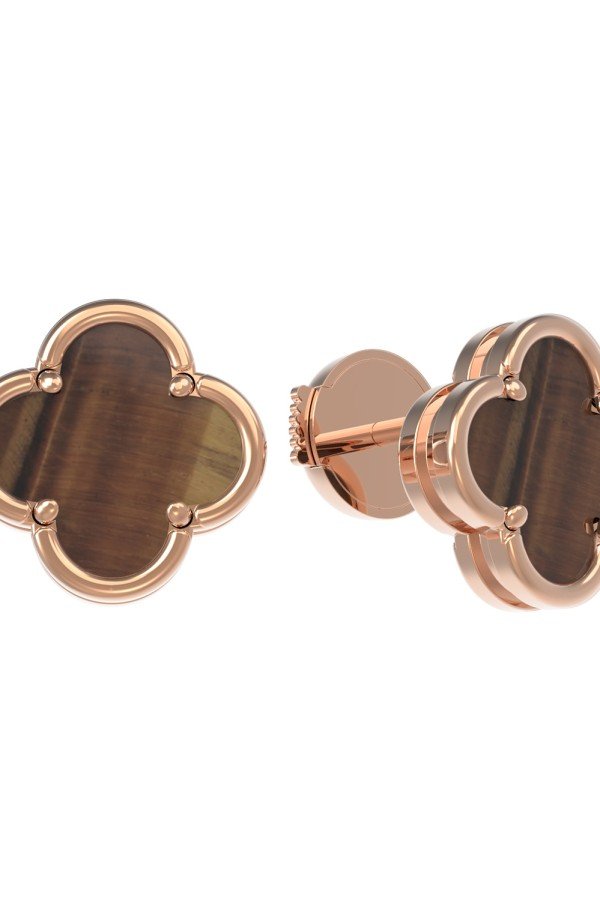 Серьги из золота c тигровым глазом