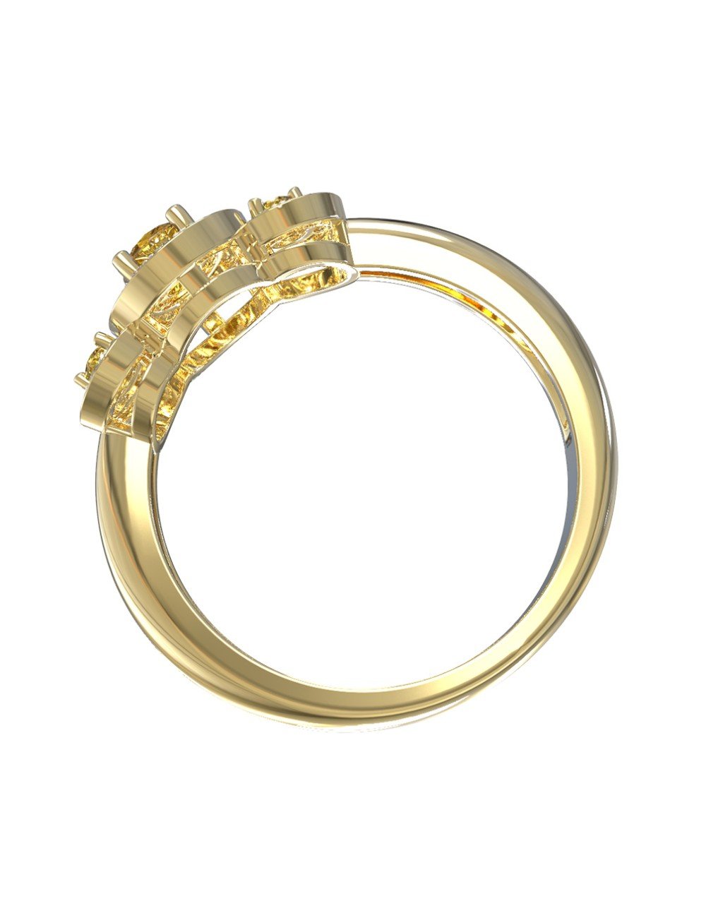 Кольцо из лимонного золота c бриллиантами