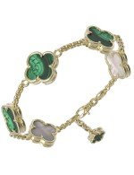 Браслет из лимонного золота c малахитом и перламутром