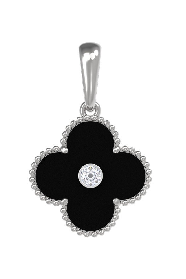 Подвеска из белого золота c бриллиантами и ониксом