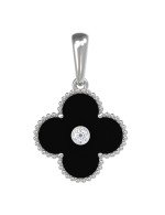 Подвеска из белого золота c бриллиантами и ониксом