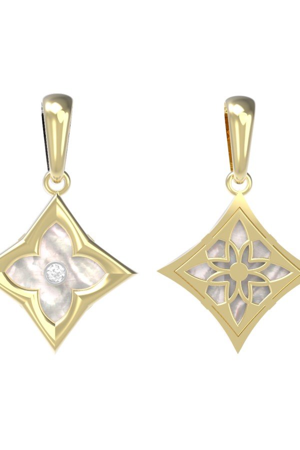 Подвеска из лимонного золота c бриллиантами и перламутром