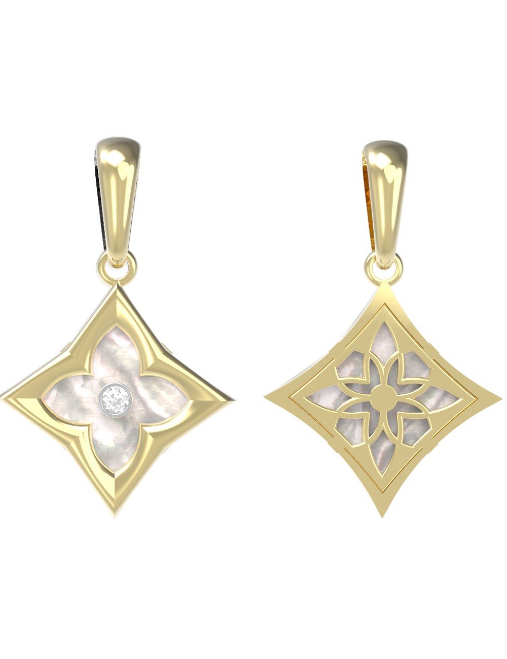 Подвеска из лимонного золота c бриллиантами и перламутром