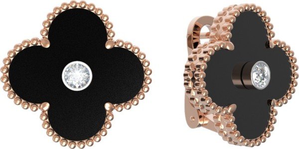 Серьги из золота c бриллиантами и ониксом