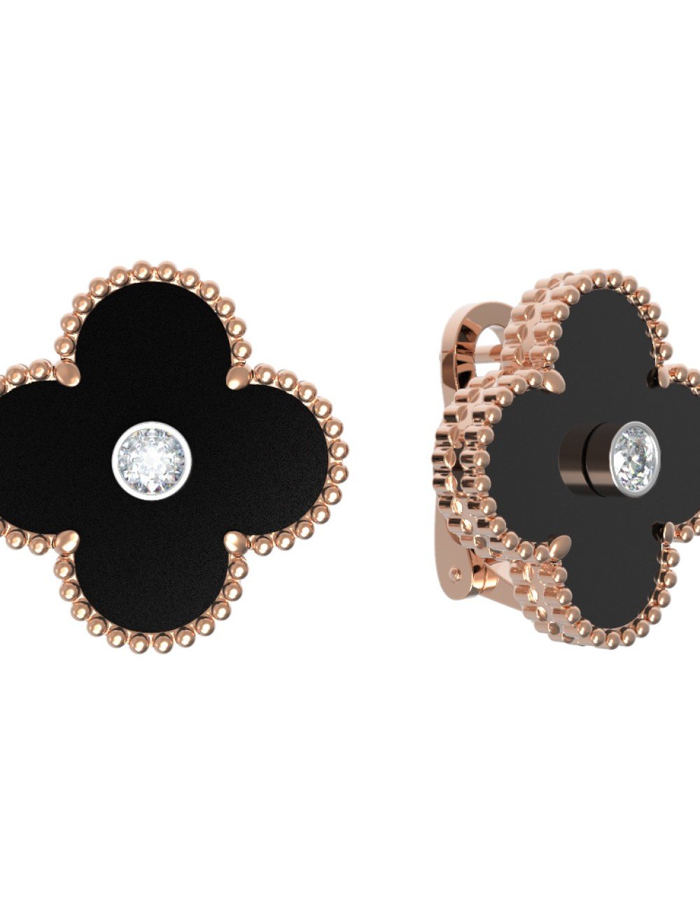 Серьги из золота c бриллиантами и ониксом