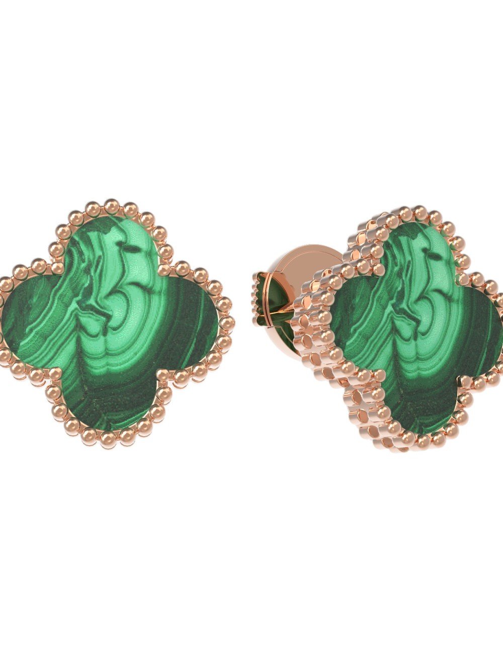 Серьги из золота c малахитом