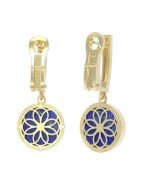 Серьги из лимонного золота c бриллиантами и лазуритом