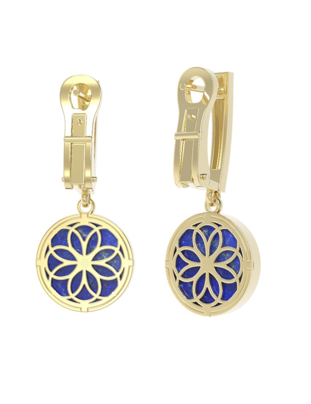 Серьги из лимонного золота c бриллиантами и лазуритом