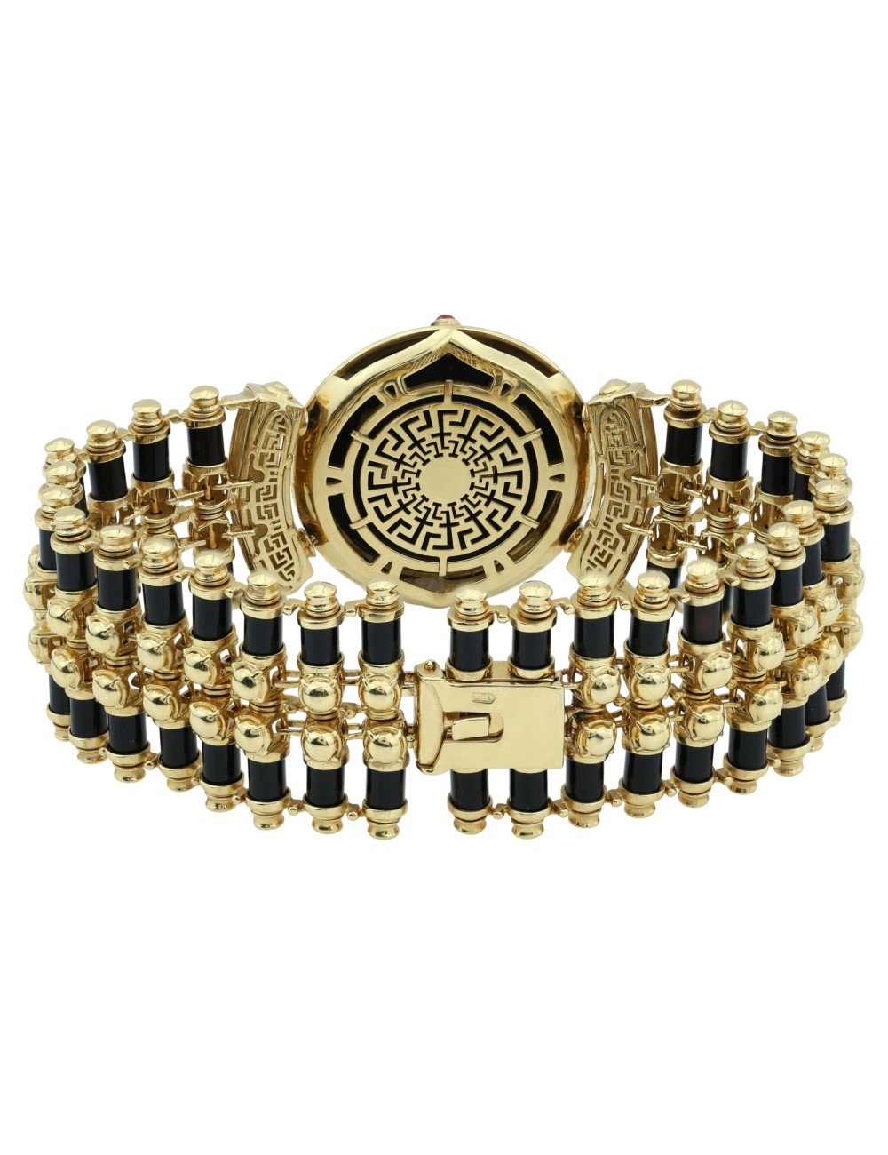 Браслет из лимонного золота c эмалью, ониксом и рубином