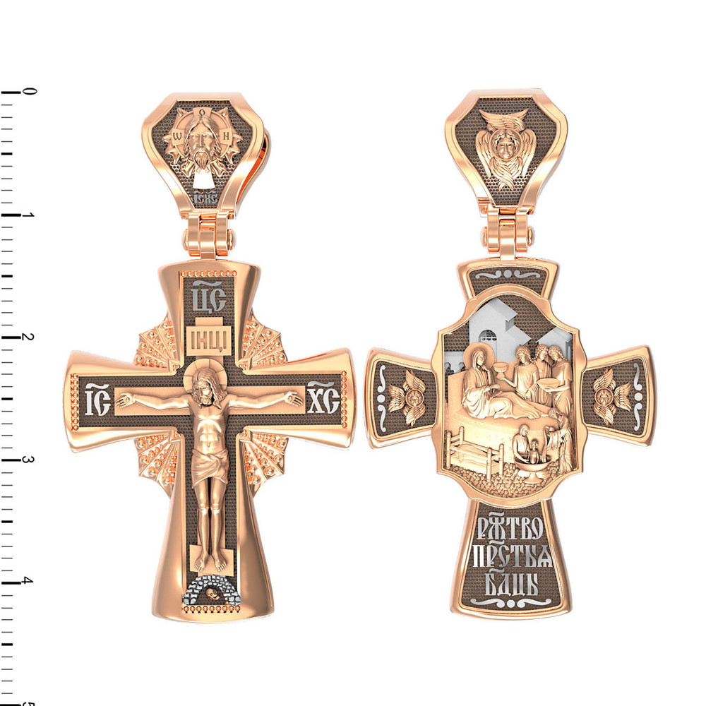 Крест из красного золота 585 пробы