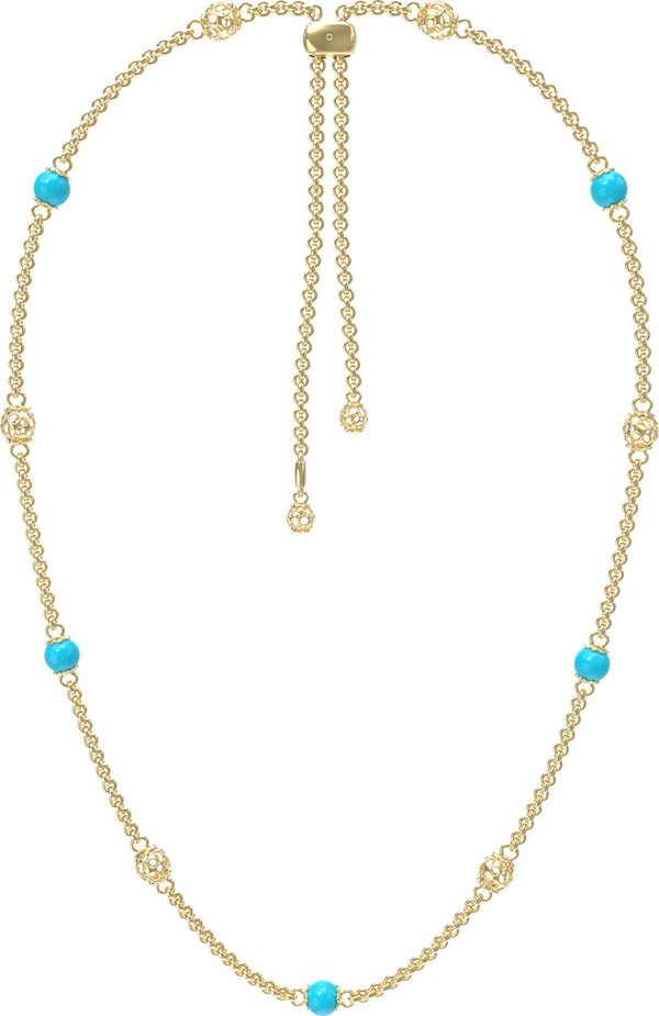 Колье из лимонного золота 585 пробы c бирюзой