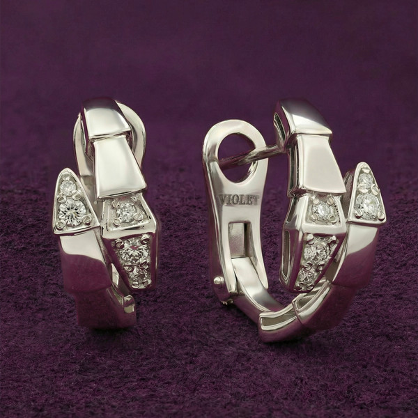 Серьги из белого золота 585 пробы c бриллиантами