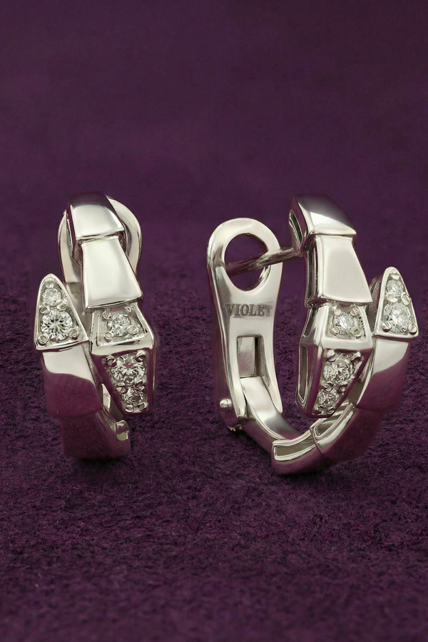 Серьги из белого золота 585 пробы c бриллиантами