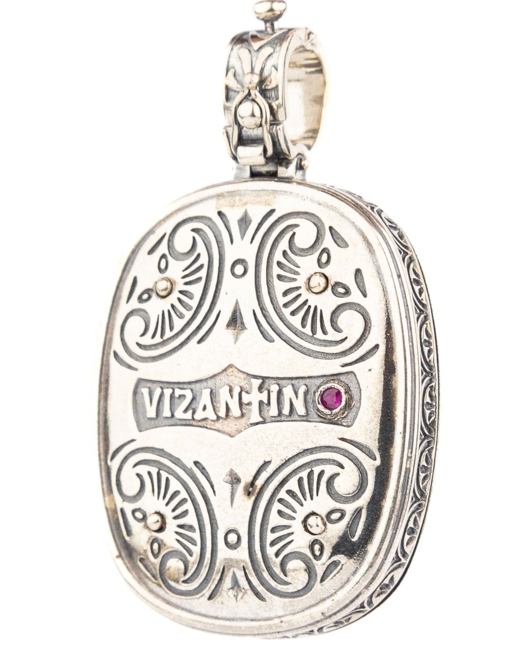 Подвеска из серебра и золота c ониксом и рубином