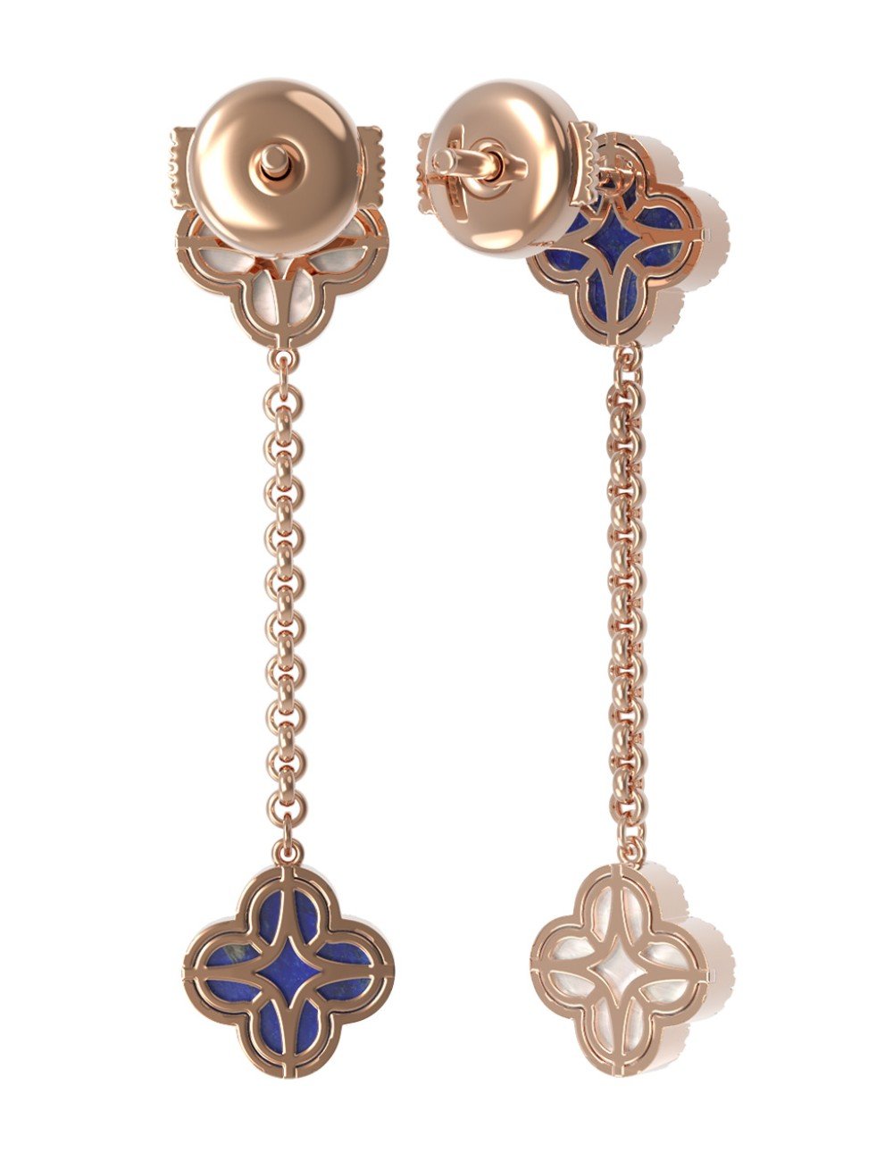 Серьги из золота c бриллиантами, лазуритом и перламутром