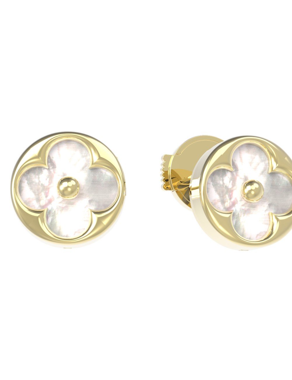 Серьги из лимонного золота c перламутром