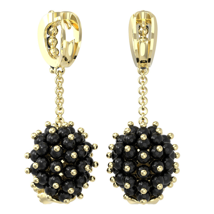 Серьги из лимонного золота 585 пробы c эмалью и ониксом