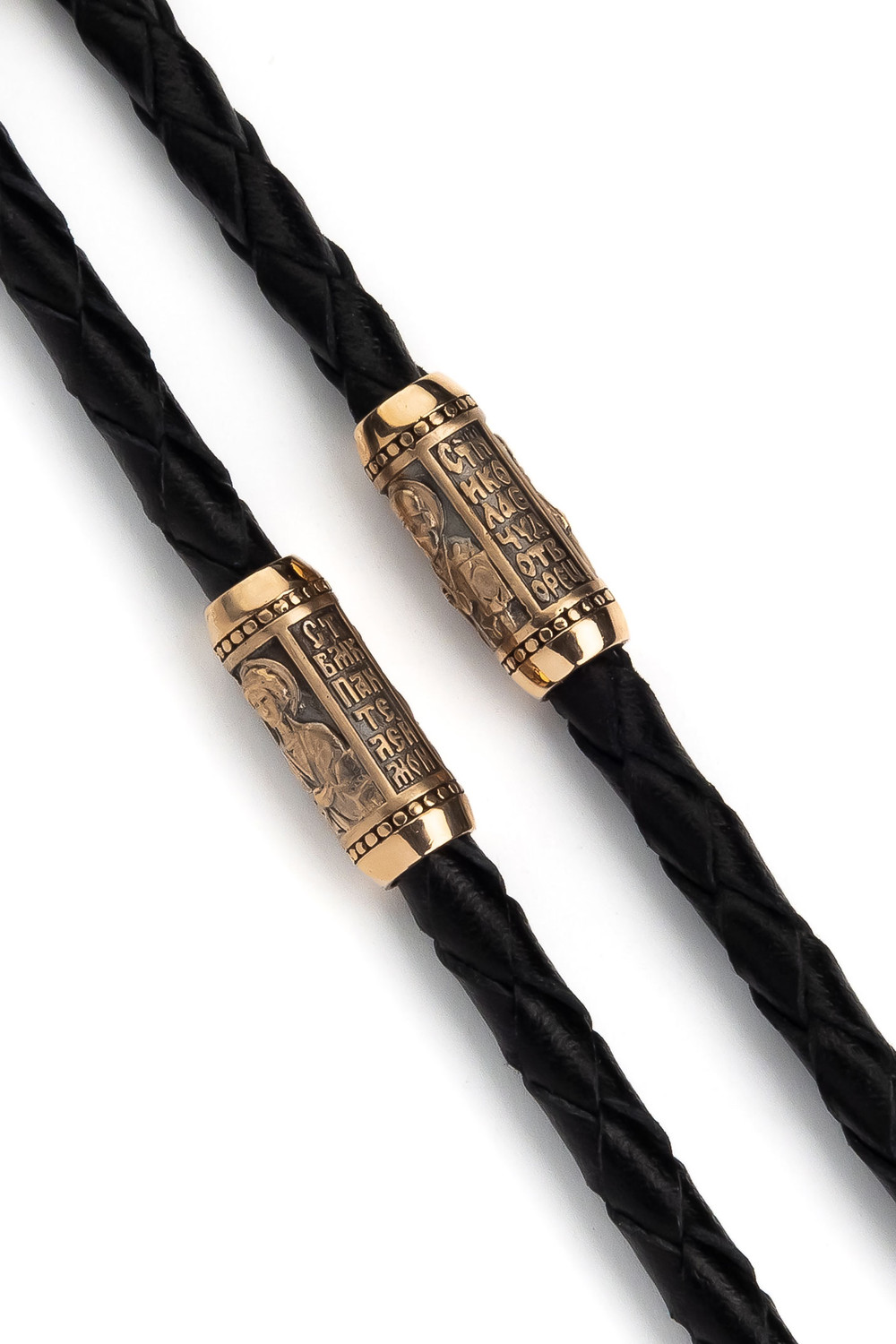 Цепь-шнурок кожа из красного золота 585 пробы c кожаным шнурком