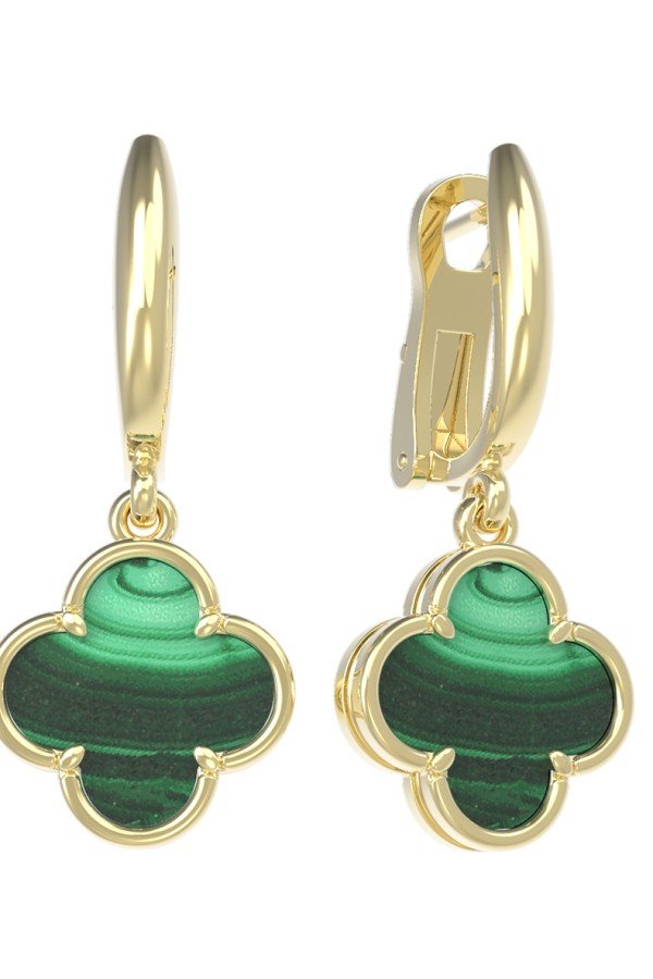 Серьги из лимонного золота c малахитом