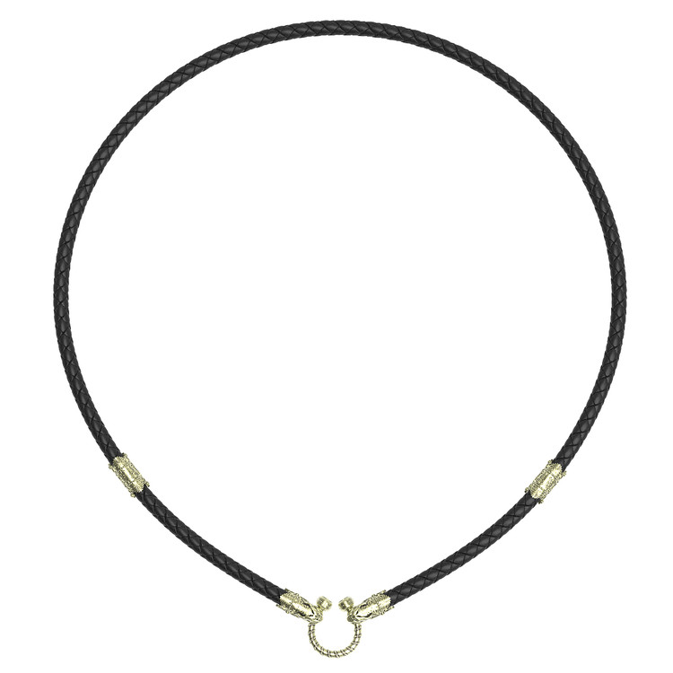 Цепь-шнурок кожа из зелёного золота 585 пробы c кожаным шнурком