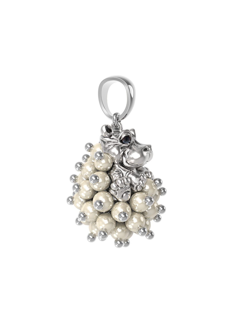 Подвеска из белого золота c эмалью и жемчугом