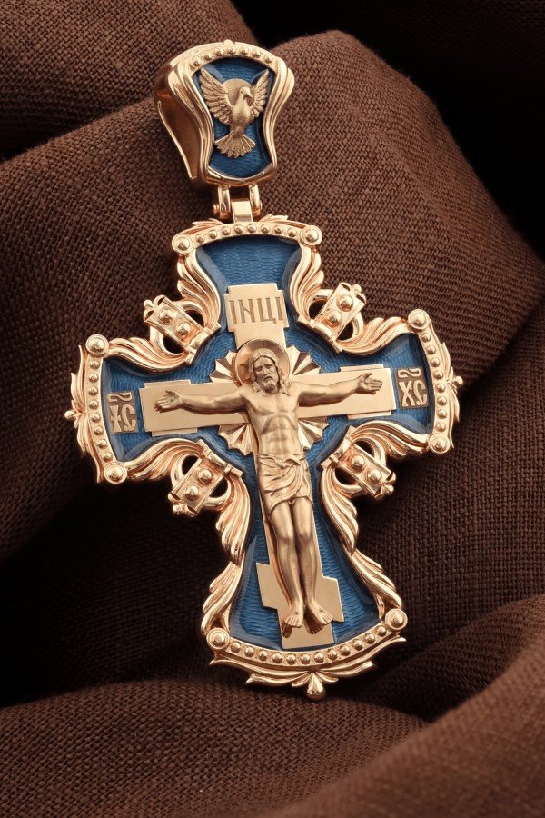 Крест из золота c эмалью