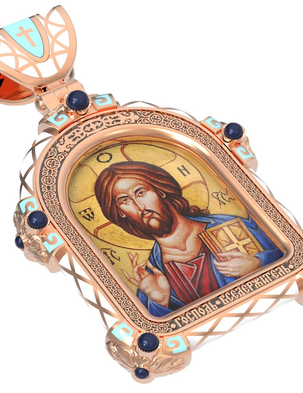 Образок из золота c эмалью и иконописью