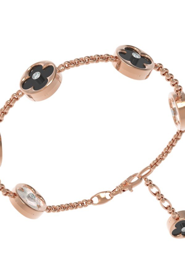 Браслет из золота c бриллиантами, ониксом и перламутром